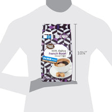 Great Value French Roast ground coffee pouch on white T-shirt mannequin