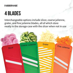 Farberware Pro Compact Mandoline with Storage Case and Color-Coded Blades