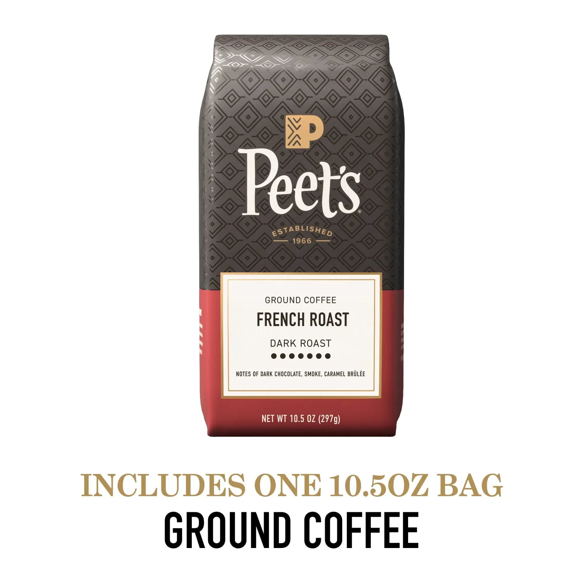 Peet's Coffee Organic French Roast Premium Dark Roast Ground Coffee, Arabica, 10.5 oz