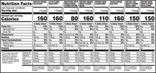 Snack variety pack Nutrition Facts panel with calories and serving size table