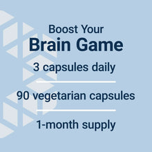 Neuro-Mag usage info panel: 3 capsules daily, 90 vegetarian capsules