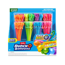 Water balloon refill pack with self-sealing balloons in tropical colors