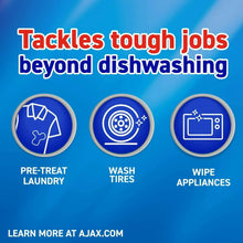 Dishwashing detergent multi-use icons for pre-treat, wash, and wipe applications