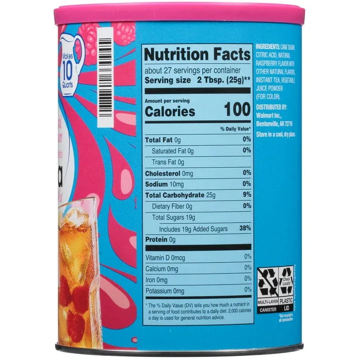 Great Value Natural Raspberry Flavor Iced Tea Drink Mix, 23.6 oz