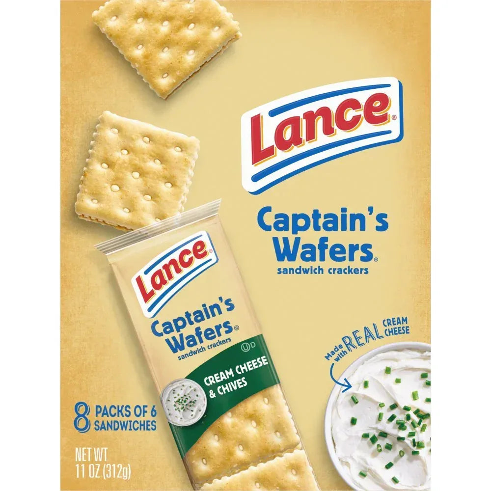 Sandwich Crackers, Captain'S Wafers Cream Cheese and Chives, 8 Packs, 6 Sandwiches Each