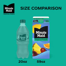 59 fl oz Minute Maid Tropical Punch juice carton next to 20 oz bottle