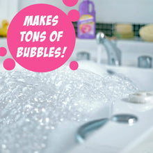 Bubble bath foam filling a bathtub with lots of bubbles