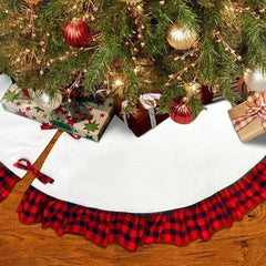 HadinEEon Christmas Tree Skirt, 48 inch, Indoor Christmas Tree Mat for Xmas Decoration (Red & White)