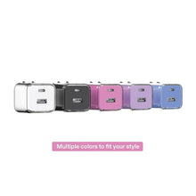 Multi-color dual-port wall chargers set shown side by side in different colors