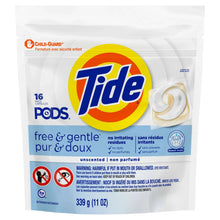 Tide PODS free & gentle pacs bag, 16 count with safety warning panel