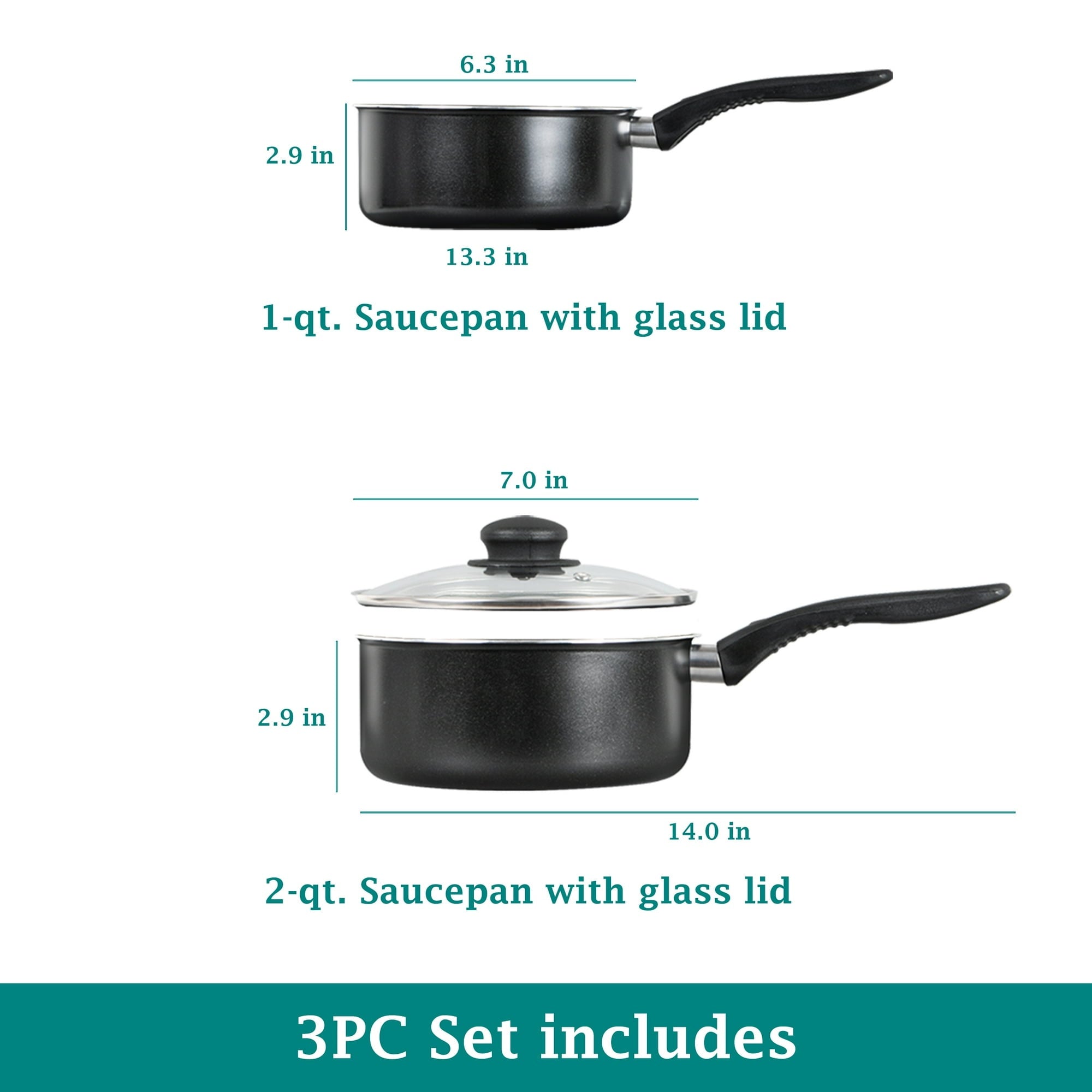MS 3PC SAUCE PAN BLK