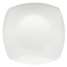Square porcelain dinner plate in glossy white, front view