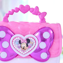 Pink and purple Minnie Mouse heart-front play bag with bow-shaped top handle