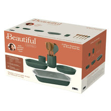 12-piece stoneware bakeware set box in green theme