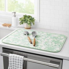 The Pioneer Woman Agatha 100% Polyester Dish Drying Mat, Green, 18" x 24"