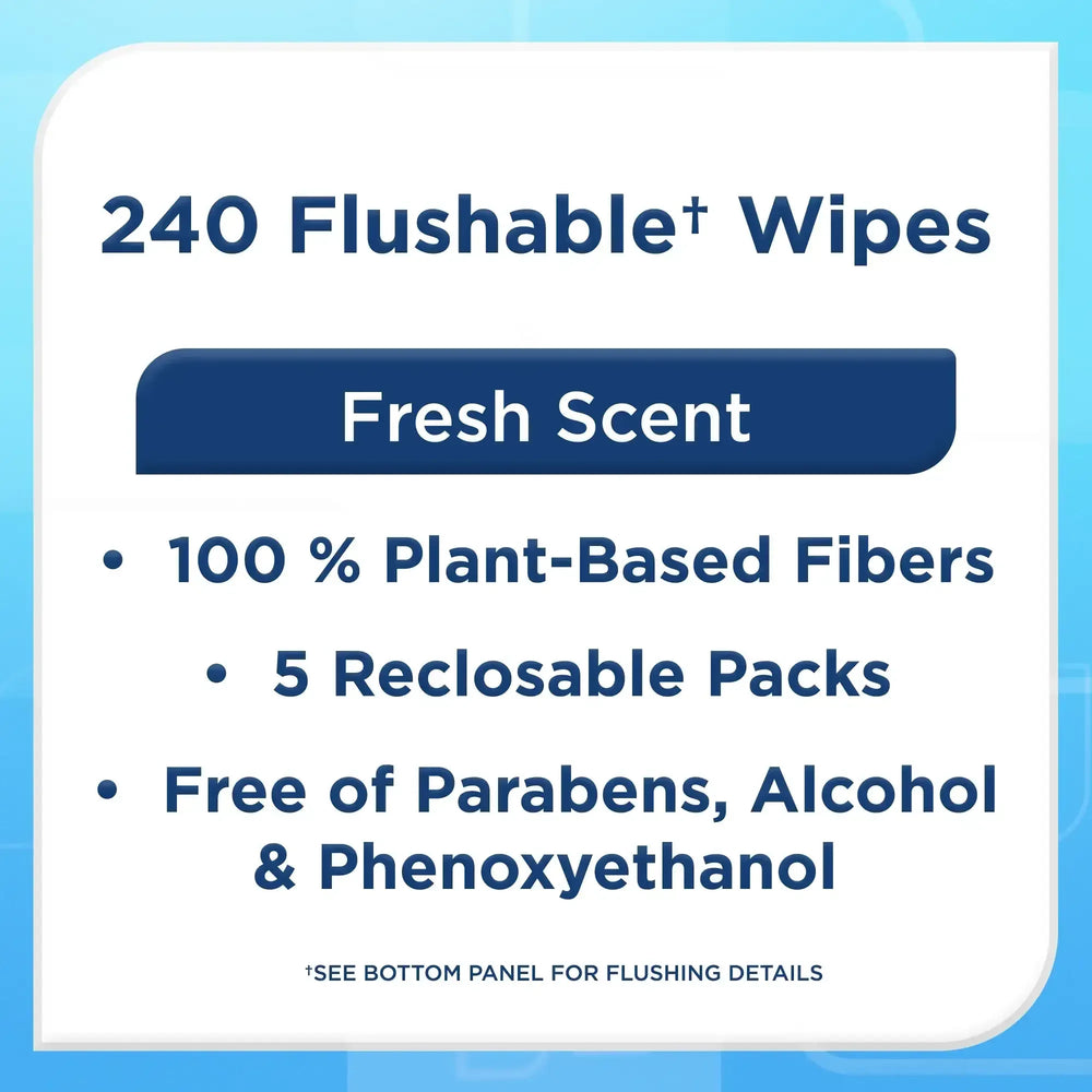 Equate Flushable Wet Wipes, Fresh Scent, 240 Wipes (5 Pack), Compare to Cottonelle - USA MEGA SHOP