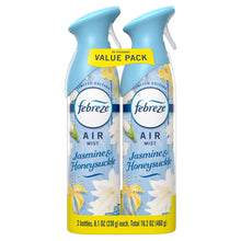 Air freshener spray value pack, two blue-cap bottles, Jasmine & Honeysuckle scent