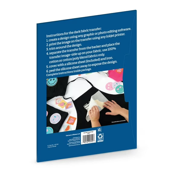 Hello Hobby Dark Fabric Transfer Paper, Inkjet Printable, 8.5" x 11", 5 Sheets