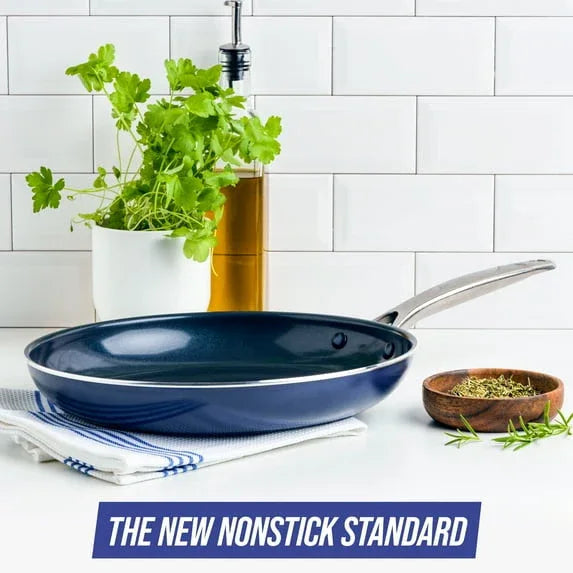 Blue Diamond Toxin Free Ceramic Nonstick Metal Utensil Open Frypan/Skillet, 12"