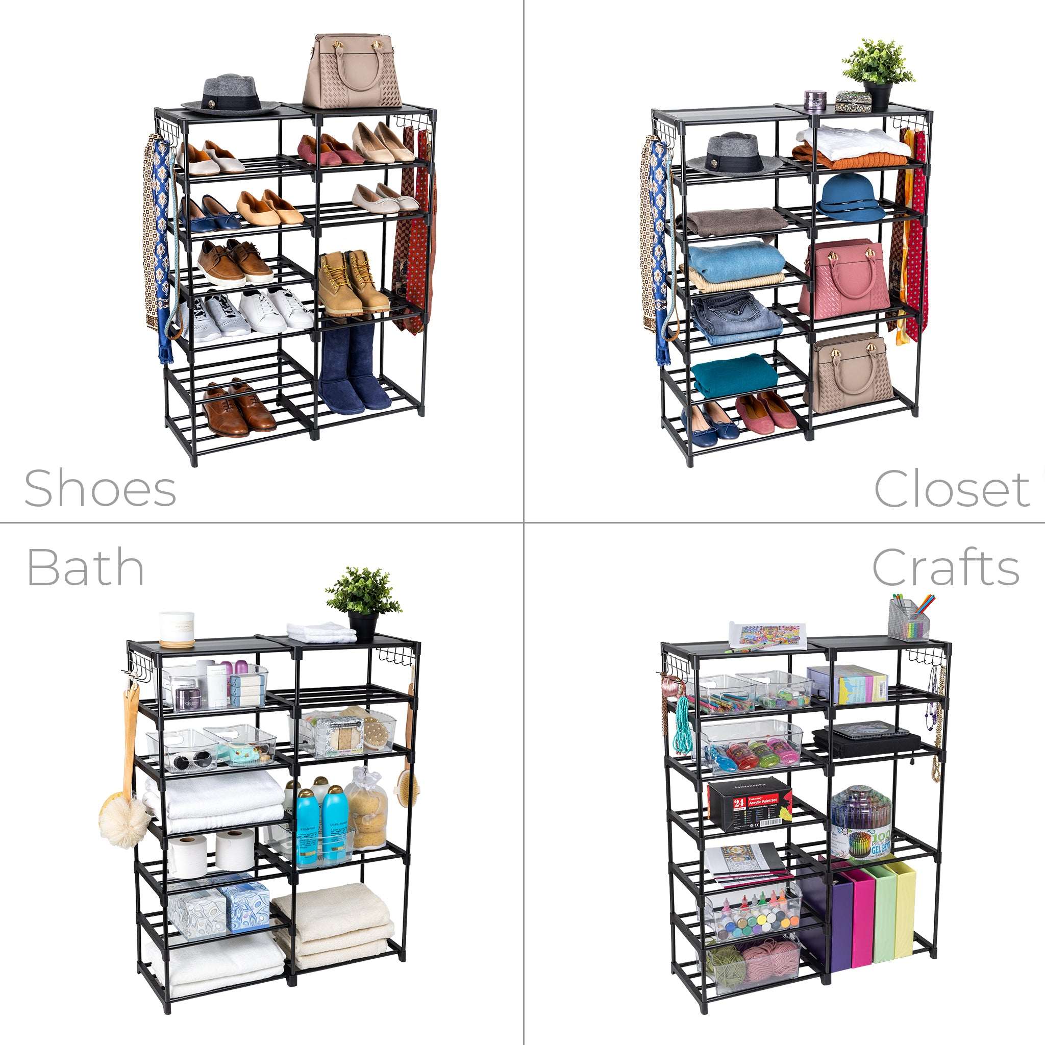 Mainstays Black 7-Tier Shoe Rack with Space-Saving Design, Holds 21 Pairs