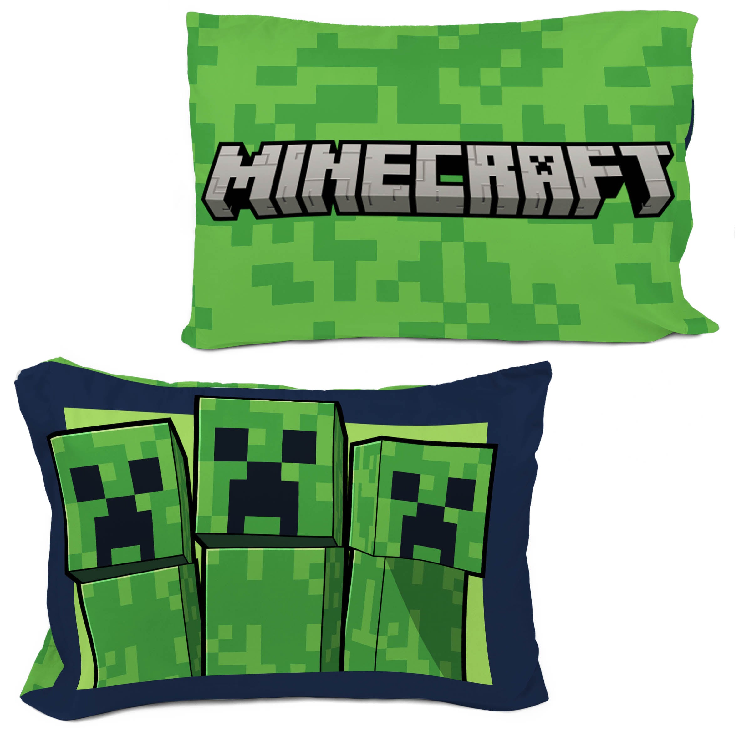 Minecraft Kids 2 Piece Green Reversible Comforter and Pillowcase Bedding Set, Twin/Full