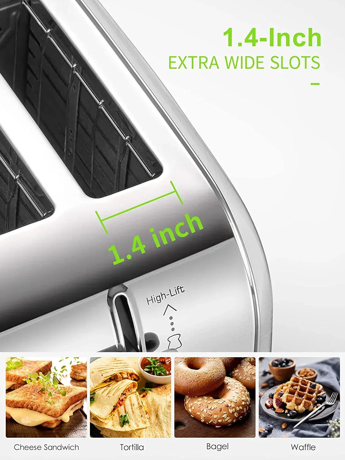 Toaster, Retro Bagel Toaster Toaster with 7 Bread Shade Settings, 2 Extra Wide Slots, Defrost/Bagel/Cancel Function, Removable Crumb Tray, Stainless Steel Toaster by Yabano, Silver - USA MEGA SHOP