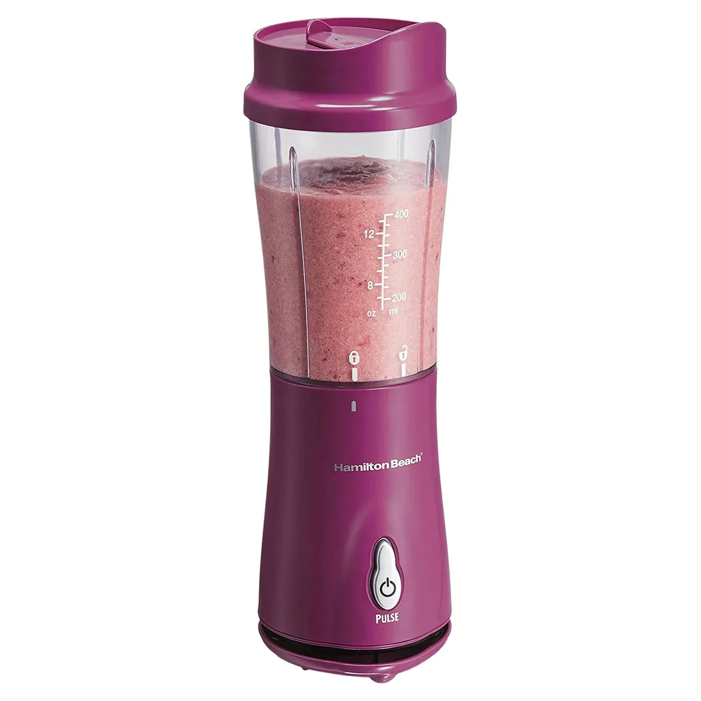 Hamilton Beach Personal Blender for Shakes and Smoothies with 14oz Travel Cup and Lid, Raspberry (51131)