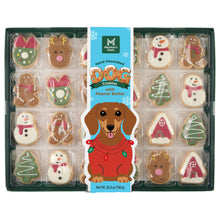 Member's Mark hand-decorated dog cookies, 24-count tray with festive shapes and peanut butter label