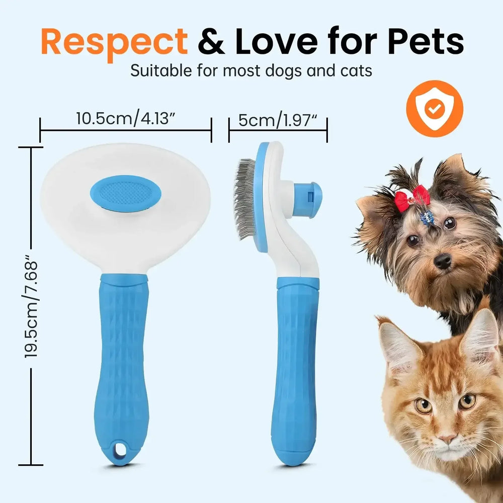 Jewyow Pet Grooming Brush - Deshedding Tool for Dogs & Cats, Short/Long Hair - Indoor Cat Brush for Shedding, Gentle Cleaning Comb for Puppies & Kittens - USA MEGA SHOP