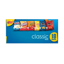 Snack chip variety pack front with assorted chip bags and 18 bags count