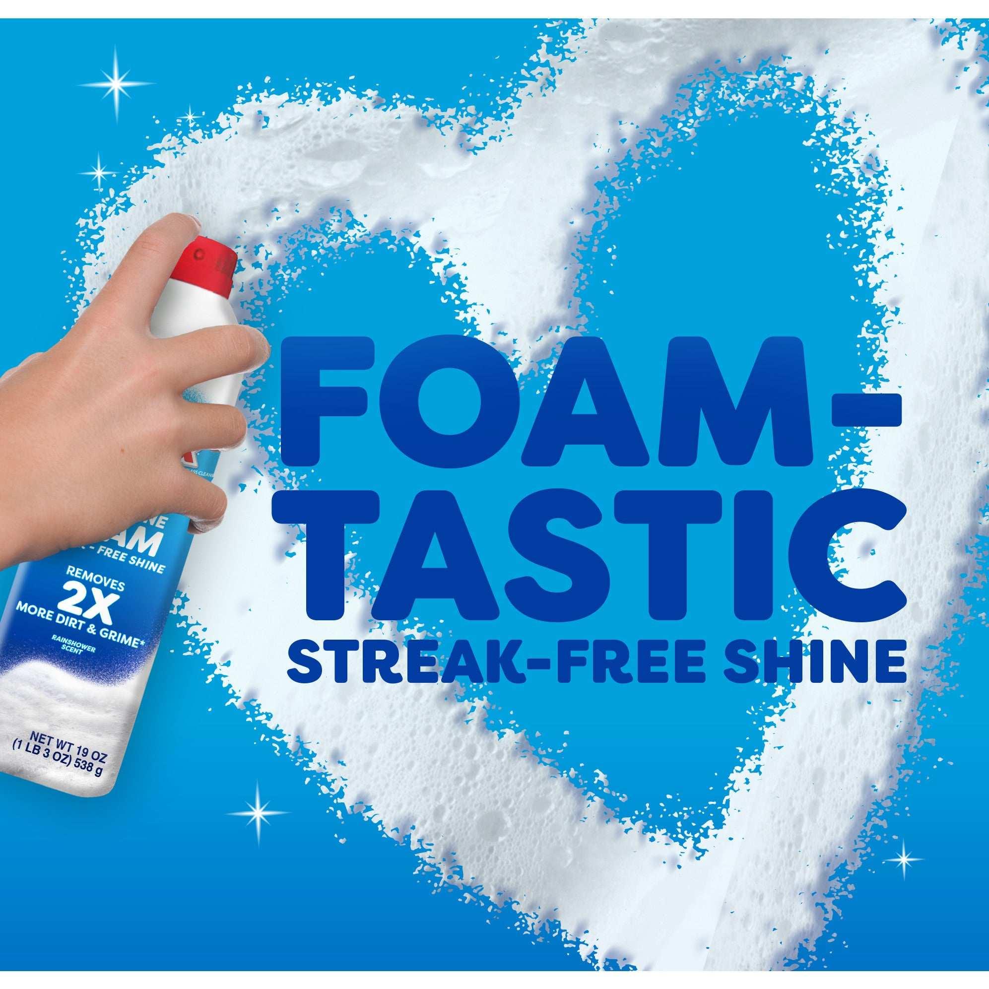 Windex Fast Shine Foam Glass Cleaner, No-Drip Aerosol Cleaning Spray, 19 oz. - USA MEGA SHOP