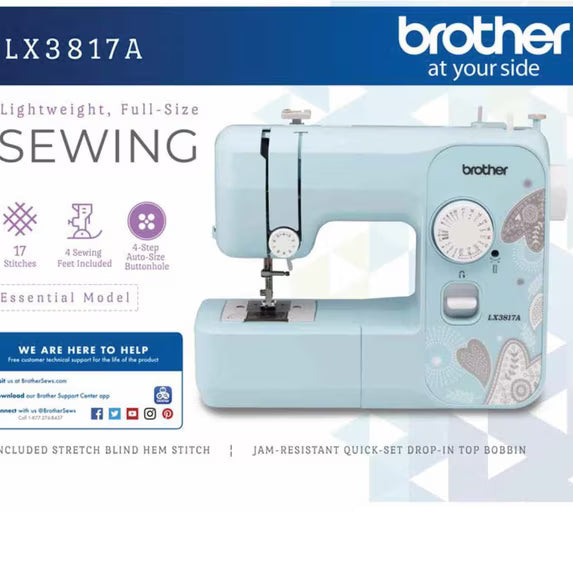 Brother LX3817A 17-Stitch Portable Full-Size Mechanical Sewing Machine, Aqua