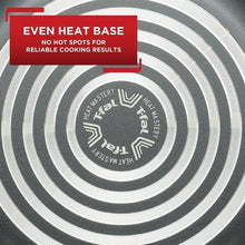 Grey nonstick saucepan base with heat transfer circular pattern