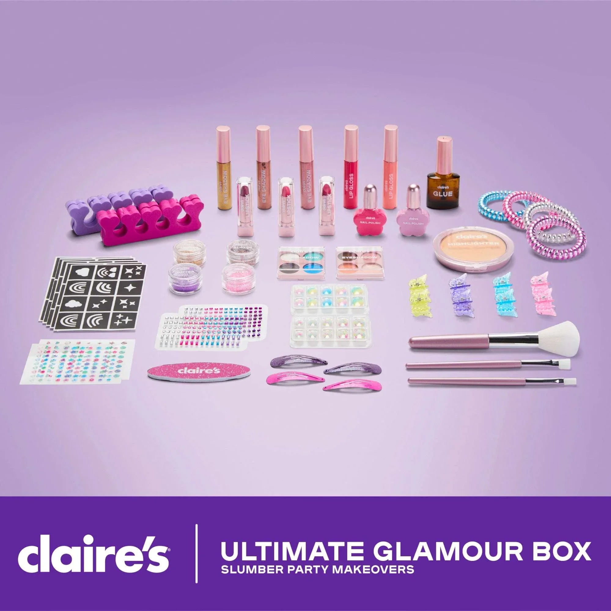 Claire‚Äôs¬Æ Ultimate Glamour Box Slumber Party Makeover Set, Kids Makeup Kit, Girls Slumber Party, Ages 8+ - USA MEGA SHOP