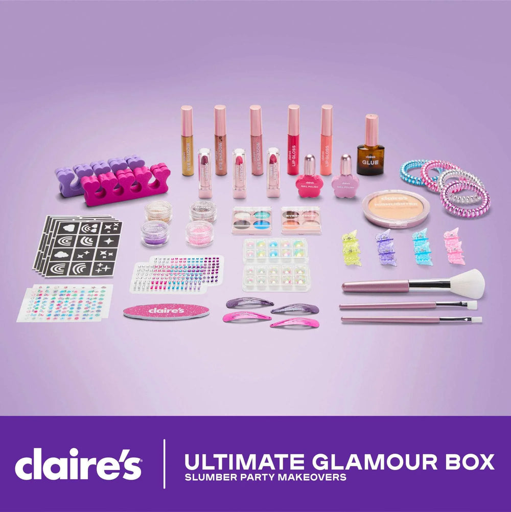 Claire‚Äôs¬Æ Ultimate Glamour Box Slumber Party Makeover Set, Kids Makeup Kit, Girls Slumber Party, Ages 8+ - USA MEGA SHOP
