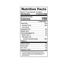 Nutrition Facts panel for candy wafers with serving size and calories
