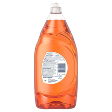 Dish soap bottle with back label for Dawn Ultra antibacterial orange scent