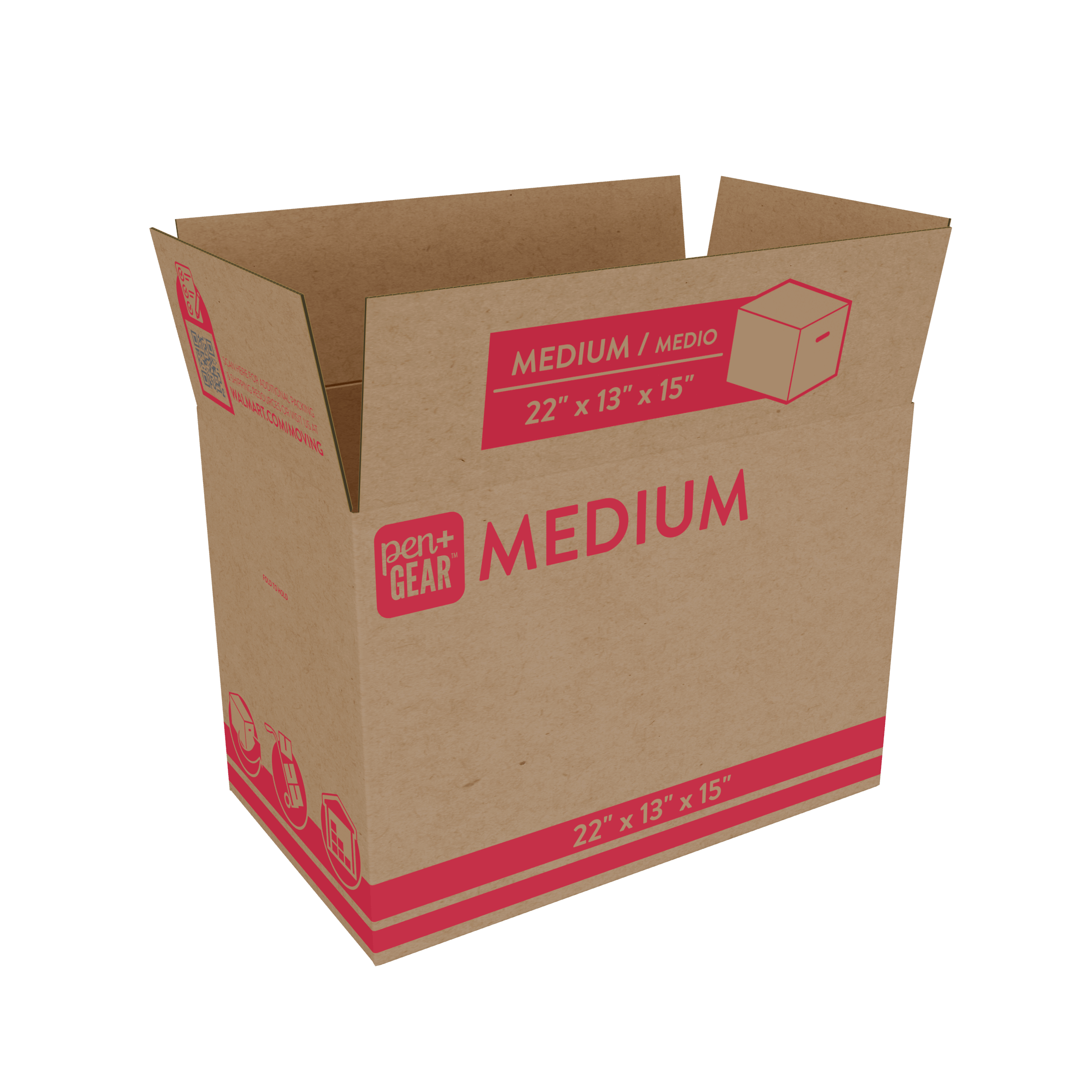 Pen+Gear Medium Moving Boxes, 22 in. L x 13 in. W x 15 in. H, Kraft