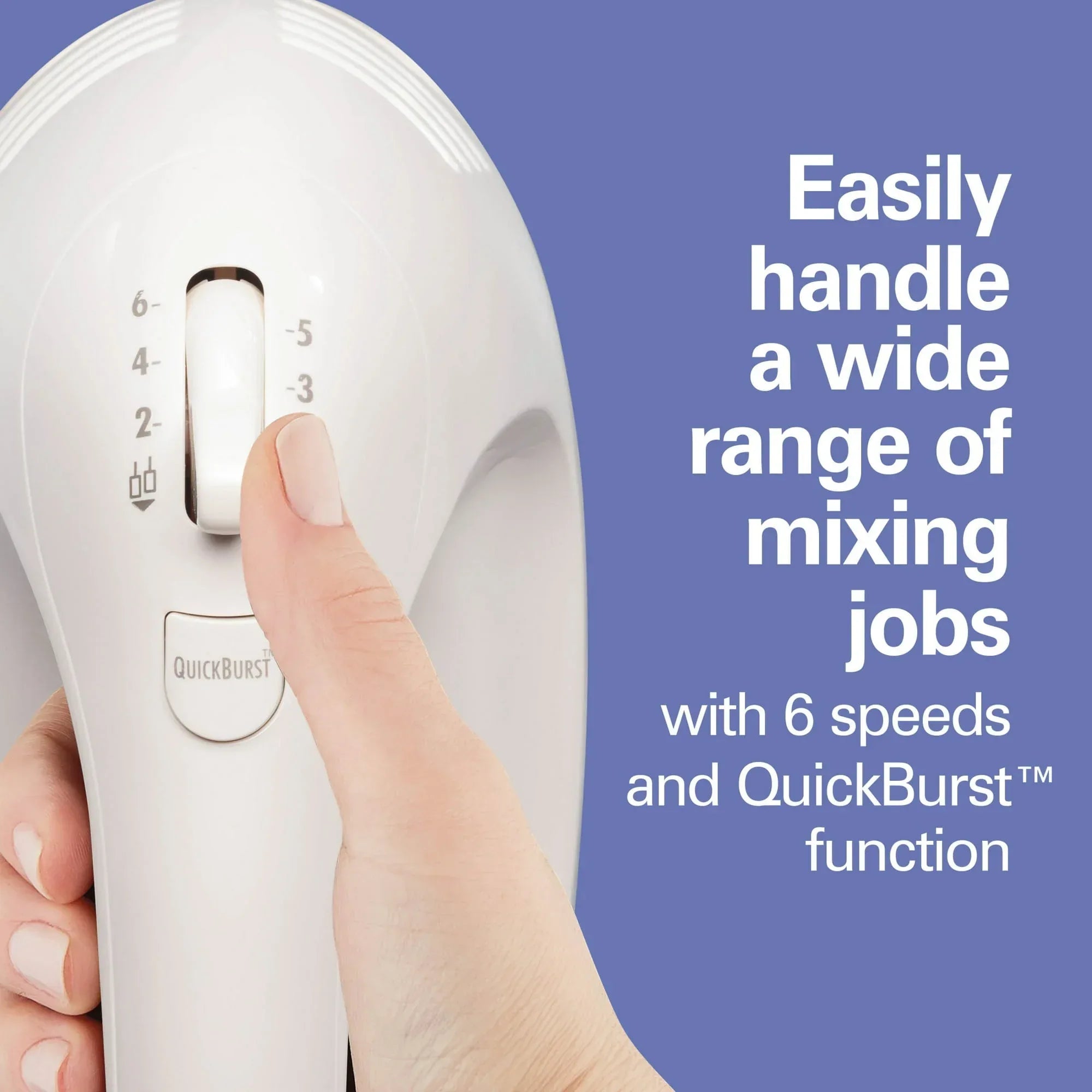 Hamilton Beach 6-Speed Electric Hand Mixer with Easy Clean Beaters, 7 Attachments & Case, Mixer for Kitchen, White