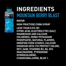 Sports drink bottle, Mountain Berry Blast flavor with ingredients panel