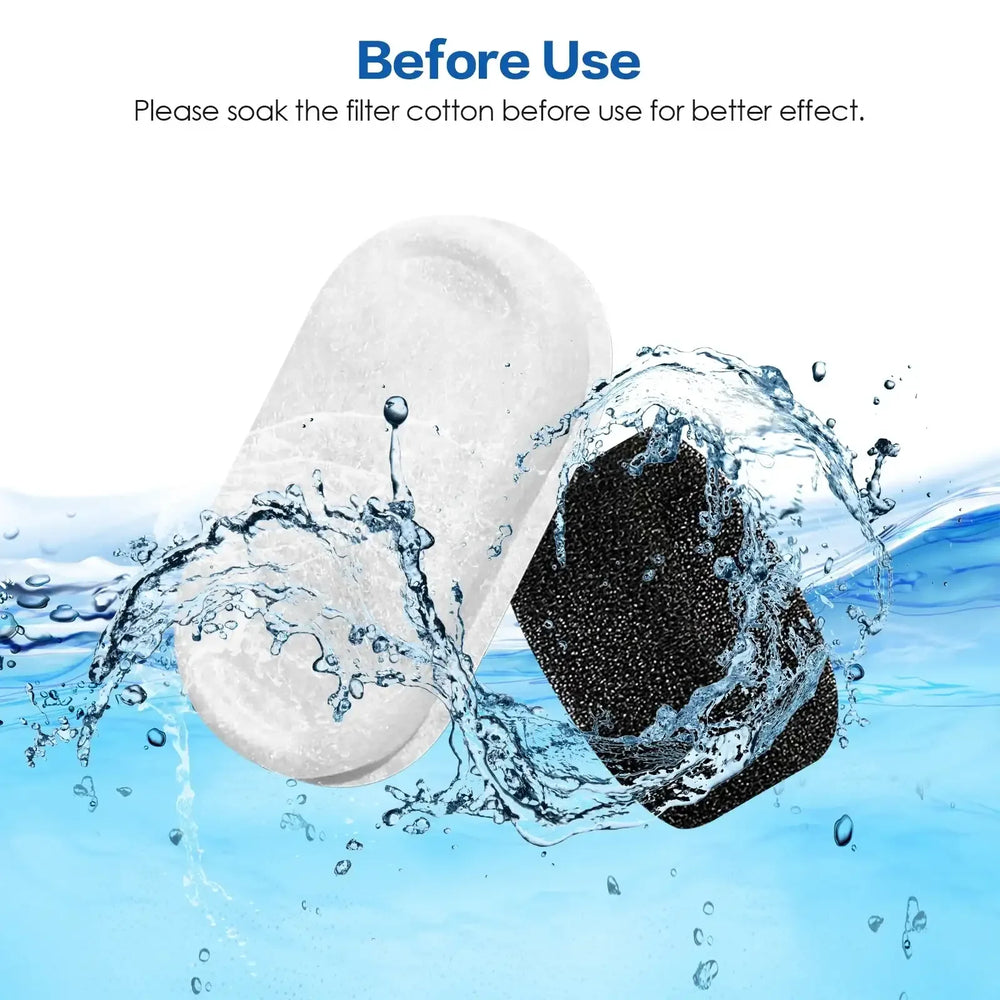 FWMB 16pcs Replacement Cat Water Fountain Filters, Compatiable with FWMB Cat Water Fountain 108oz/3.2L and 135oz/4.0L, 8 Pack Filters & 8 Sponges Foam Filter - USA MEGA SHOP