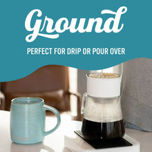 Brewed coffee and mug with carafe from ground coffee