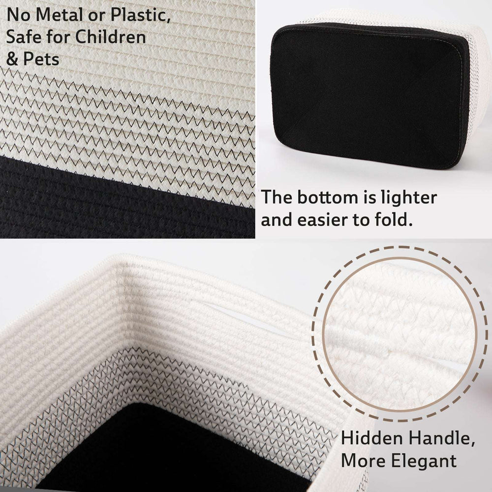 CHERISHGARD Storage Basket, Laundry Basket 3 Pieces, Woven Baskets for Storage for Toys, Towel