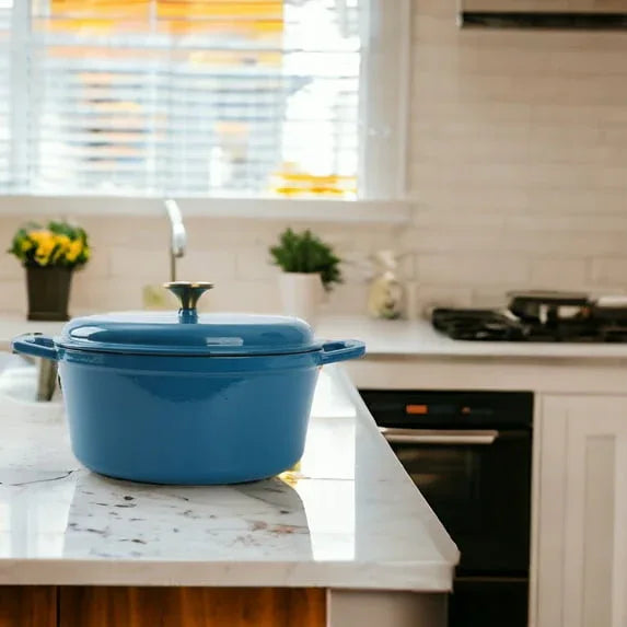 Mainstays 4.75qt Oven-Safe Cast Iron Ceramic Enamel Round Dutch Oven, Blue