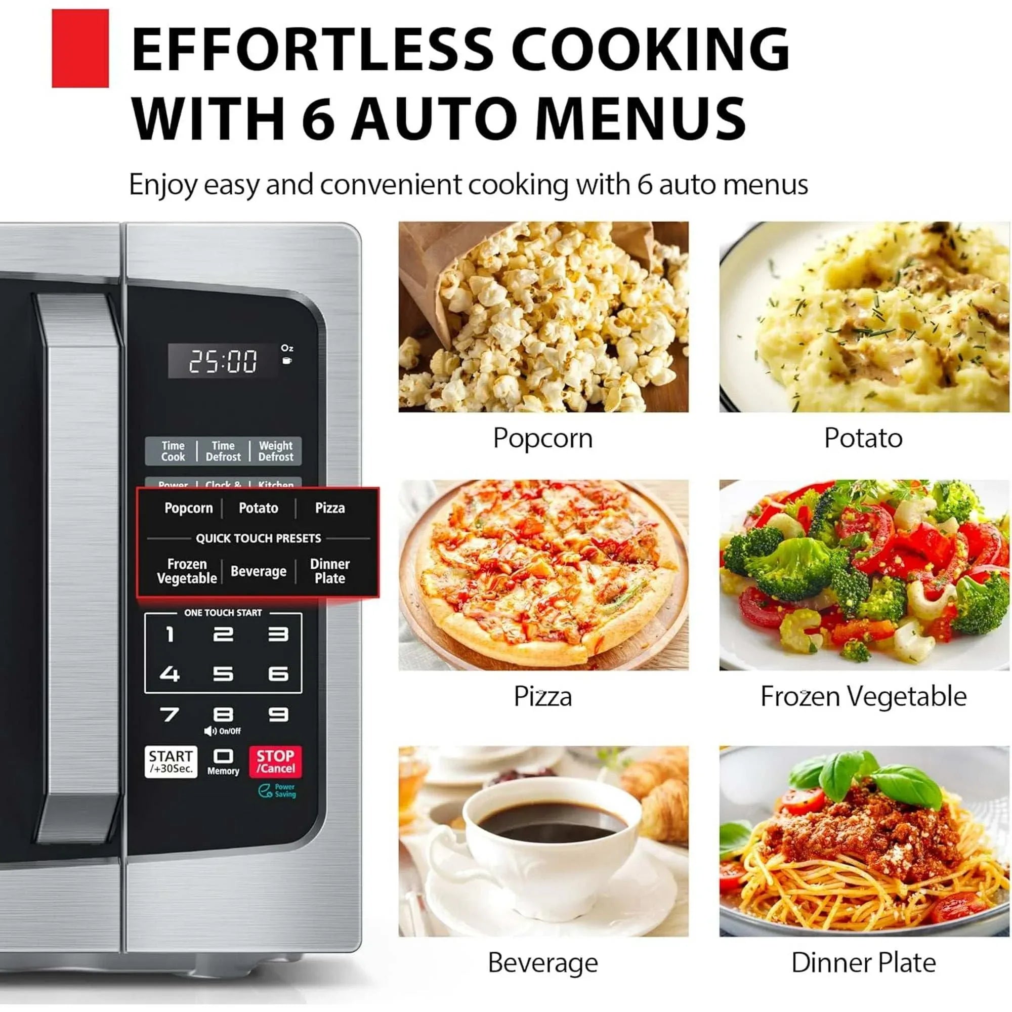 TOSHIBA 0.9 Cu Ft Microwave Oven, 6 Auto Menus, Mute Function, Child Lock, 900W, Stainless Steel - USA MEGA SHOP