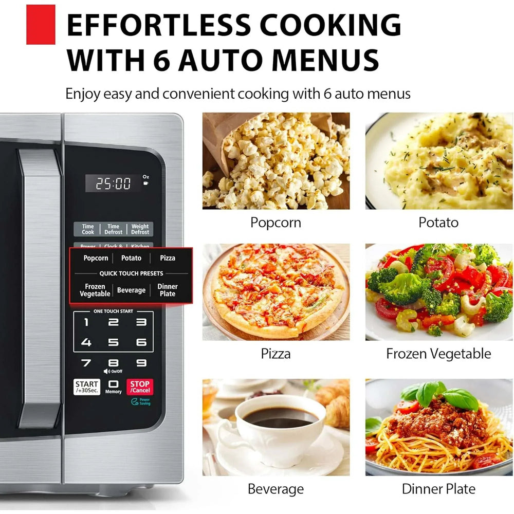TOSHIBA 0.9 Cu Ft Microwave Oven, 6 Auto Menus, Mute Function, Child Lock, 900W, Stainless Steel - USA MEGA SHOP
