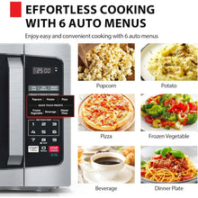 Stainless microwave control panel with auto menu buttons and digital display