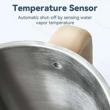 Stainless steel kettle interior with temperature sensor hole