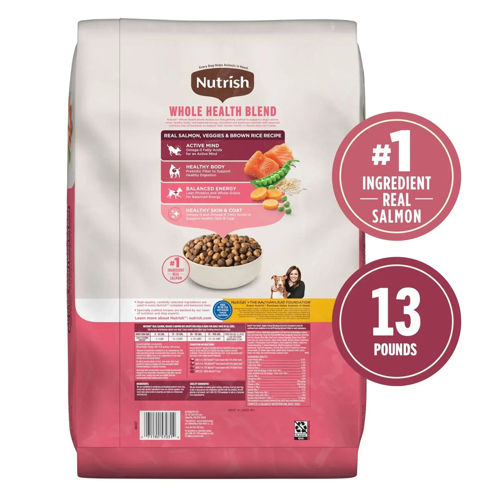 Nutrish Real Salmon, Veggies & Brown Rice Recipe Whole Health Blend Dry Dog Food, 13 lb. Bag (Rachael Ray) - USA MEGA SHOP