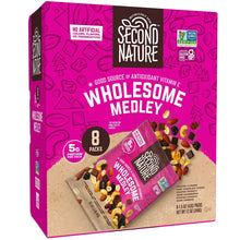 Gluten-free wholesome medley trail mix 8-pack box front with brand logo and pack graphic
